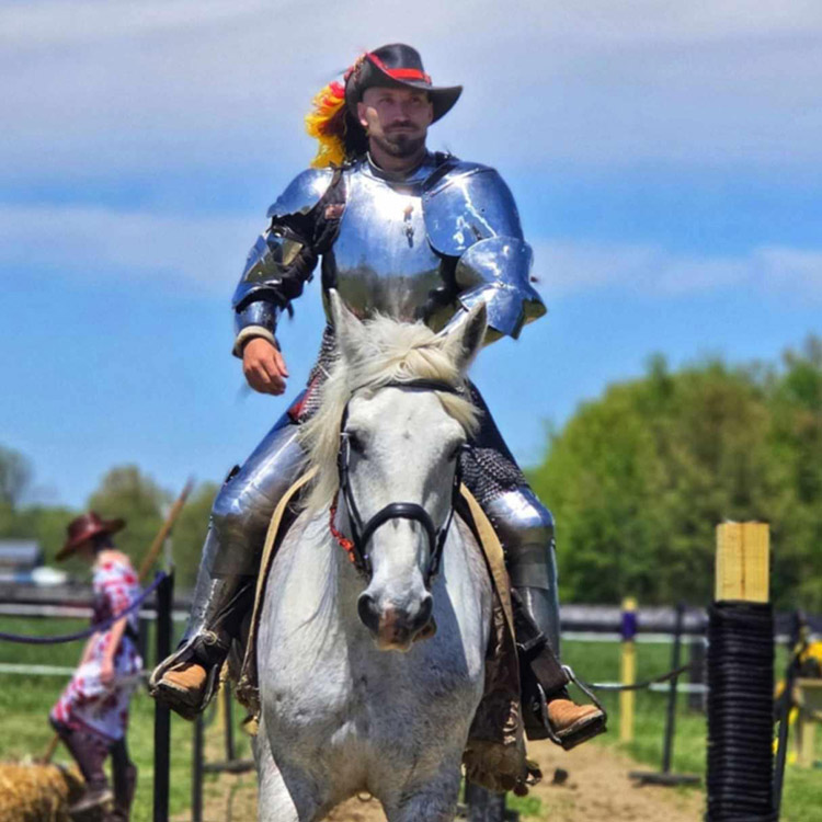 Sir Vane rides the lyst with the Knights of the New Order at the Michigan Renaissance Festival.