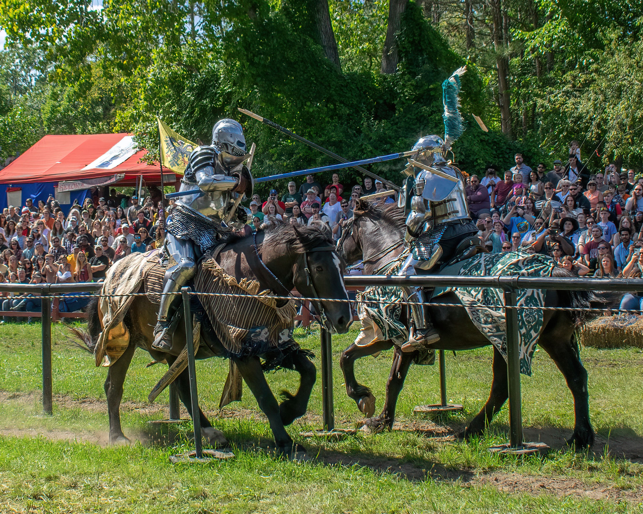 Sir Edward and Sir Shiloh joust at the Michigan Renaissance Festival